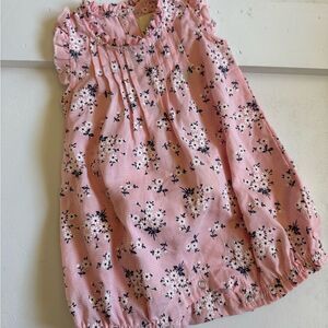 Pink and White Floral One Piece Bodysuit with Ruffled Neckline